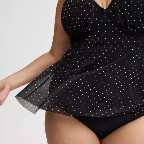 Torrid Polka Dot Retro Underwire Mesh Swim Dress - Picture 4 of 9